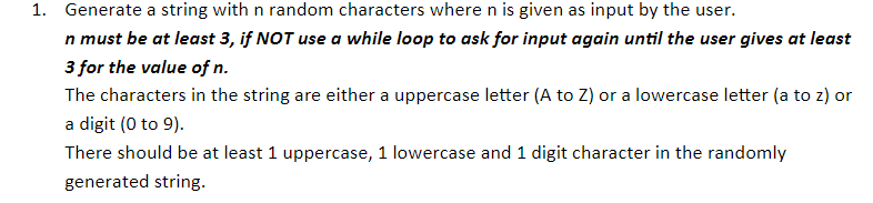 1. Generate a string with n random characters where n | Chegg.com