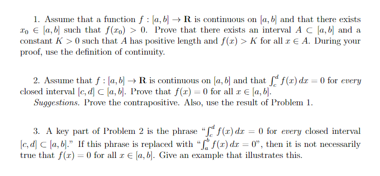 Solved 1. Assume That A Function F : [a, B] + R Is | Chegg.com