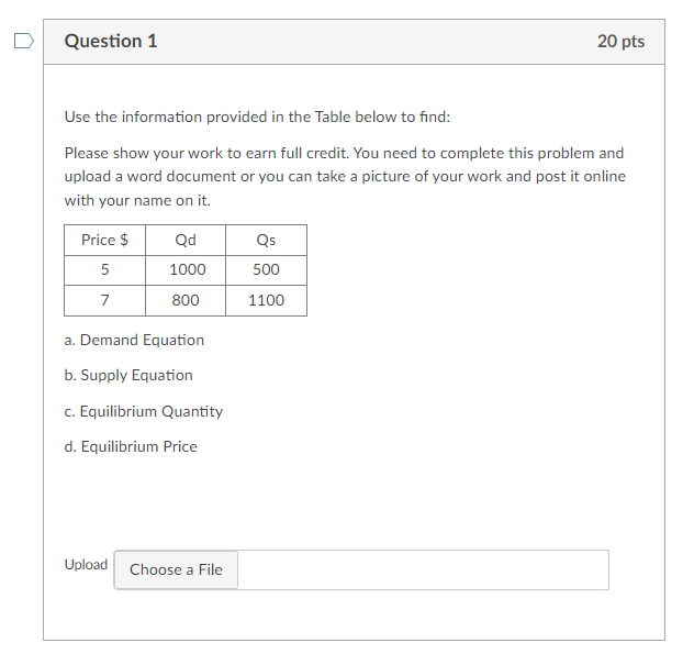Solved Use the information provided in the Table below to | Chegg.com