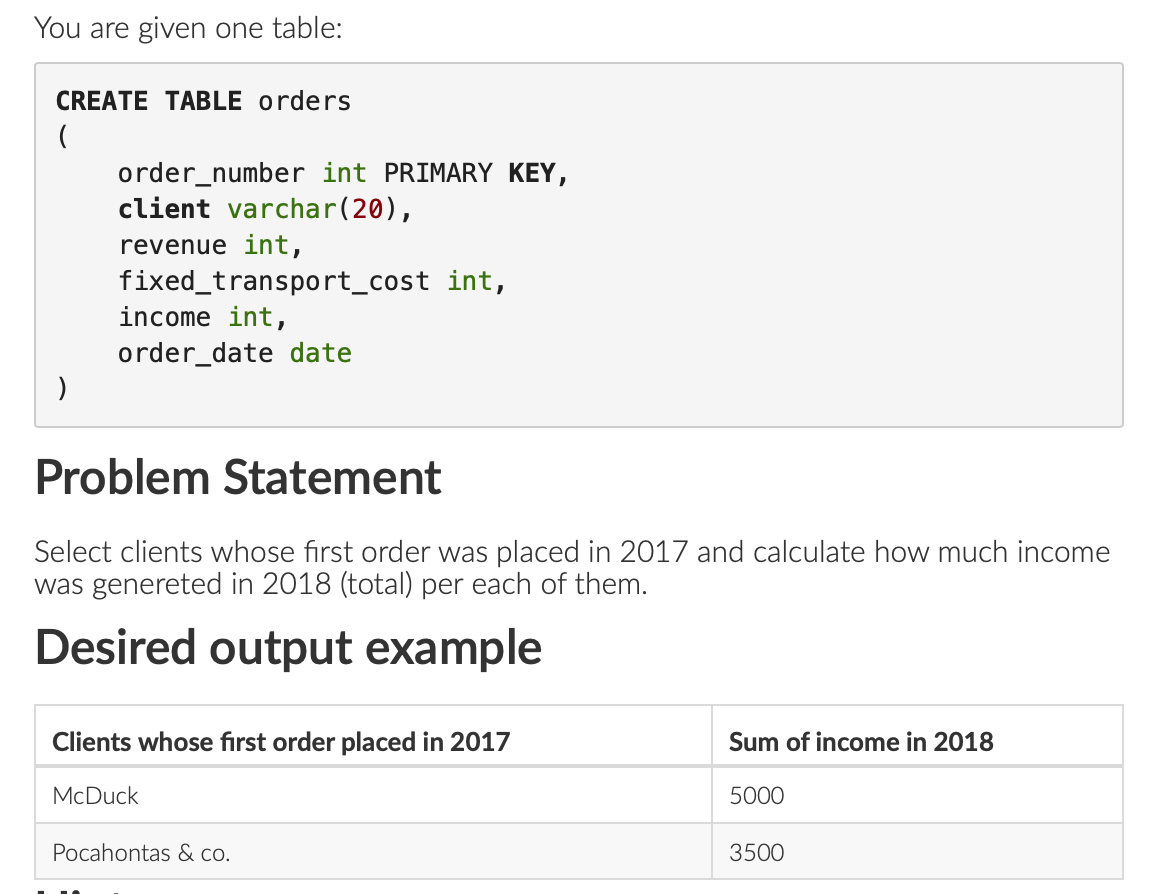 Solved You are given one table CREATE TABLE orders