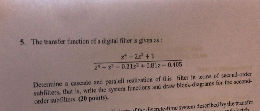 Solved 5. The transfer function of a digital filter is given | Chegg.com