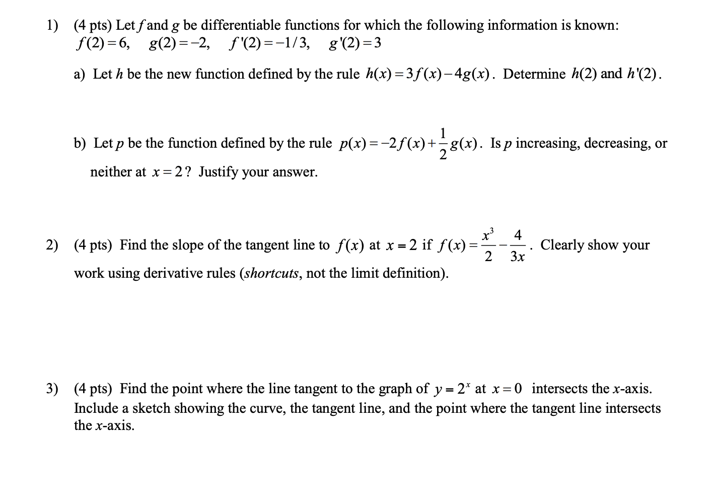 Solved 1 4 Pts Let F And G Be Differentiable Functions