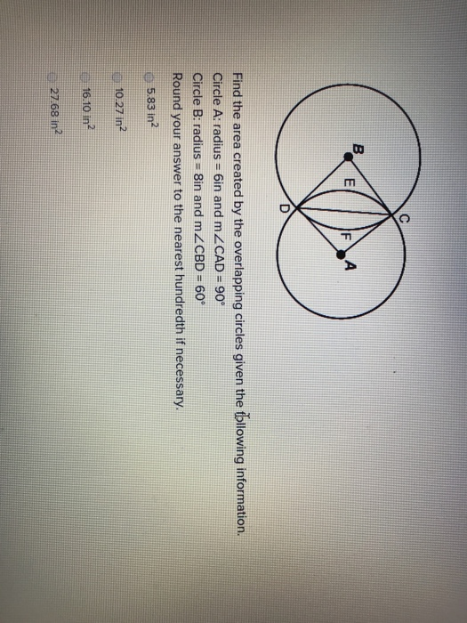 Solved B F A Find The Area Created By The Overlapping | Chegg.com