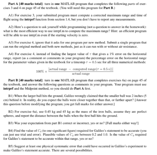 Part A 40 Marks Total Turn In One Matlab Progra Chegg Com