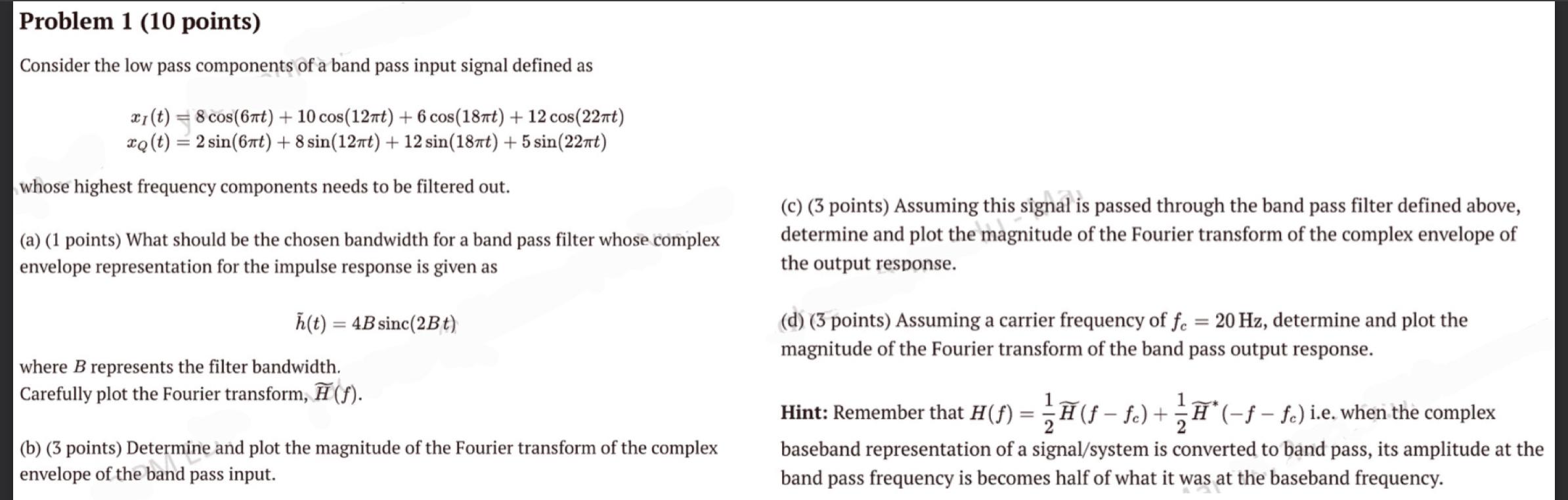 Problem 1 (10 points) Consider the low pass