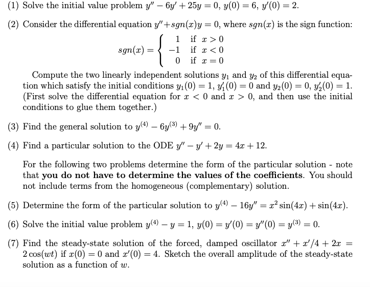 Solved (1) Solve the initial value problem y