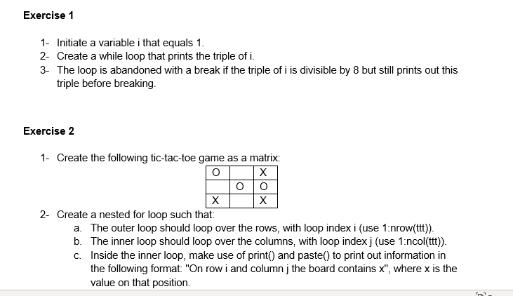 Solved Exercise 1 1- Initiate a variable i that equals 1. 2- | Chegg.com