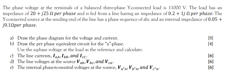 Solved The phase voltage at the terminals of a balanced | Chegg.com