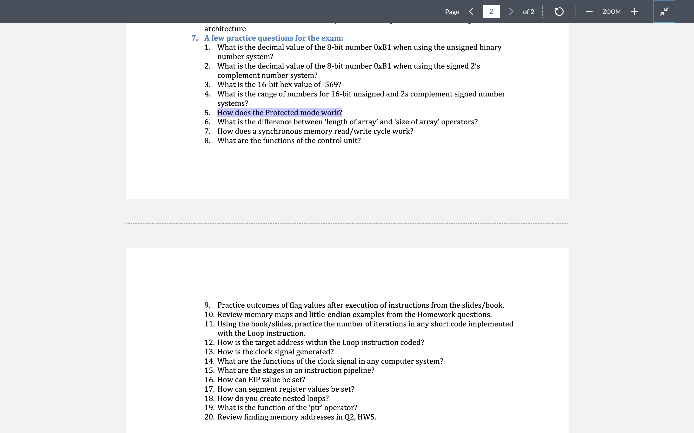 Solved architecture 7. A few practice questions for the | Chegg.com