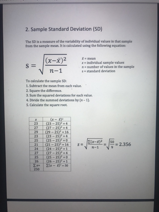 Solved alculating the Mean and Standard Deviation alculate | Chegg.com