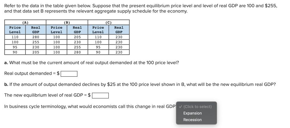 Solved Refer to the data in the table given below. Suppose | Chegg.com