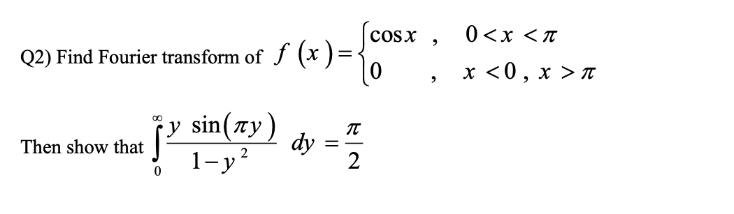 Solved Q2) Find Fourier transform of f(x)={cosx00 | Chegg.com