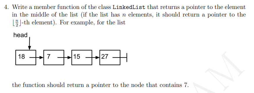 Solved 4. Write a member function of the class LinkedList | Chegg.com