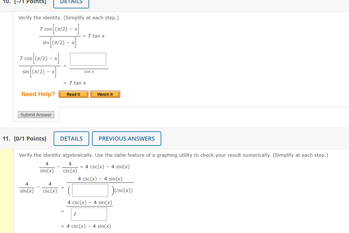 Solved Verify The Identity Simplify At Each Step