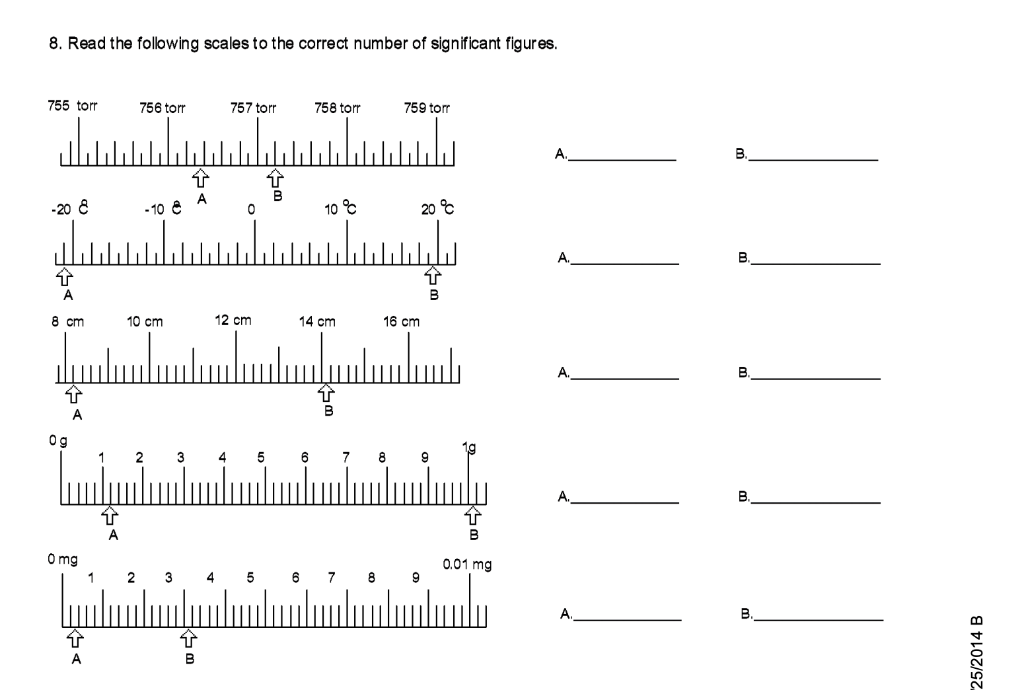 Solved 8. Read The Following Scales To The Correct Number Of 