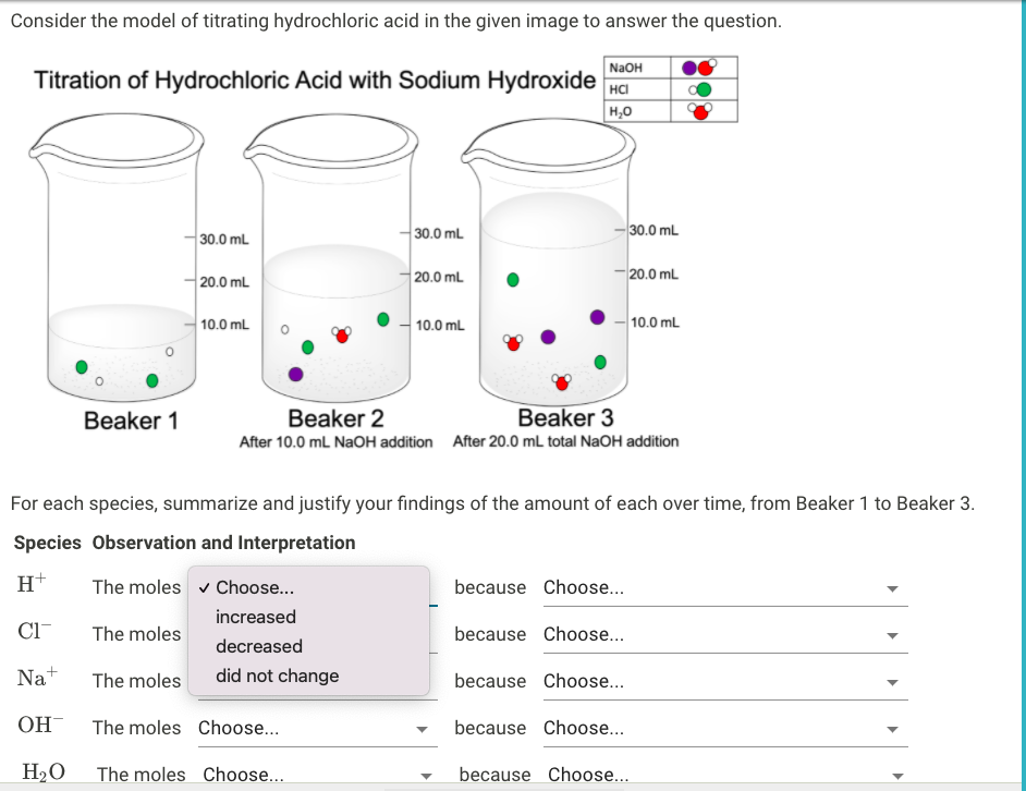 Solved Consider the model of titrating hydrochloric acid in