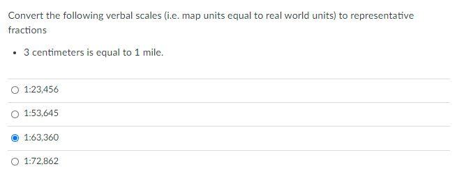 Solved Convert the following verbal scales (i.e. map units | Chegg.com