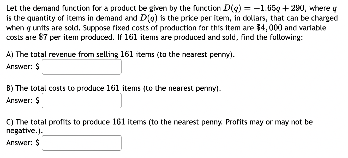 Solved Let the demand function for a product be given by the | Chegg.com