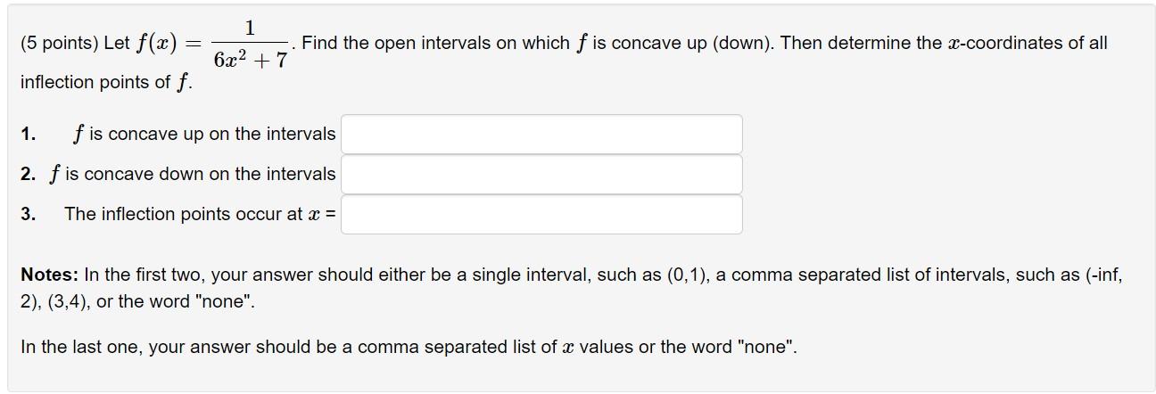 Solved 1 Find the open intervals on which f is concave up | Chegg.com