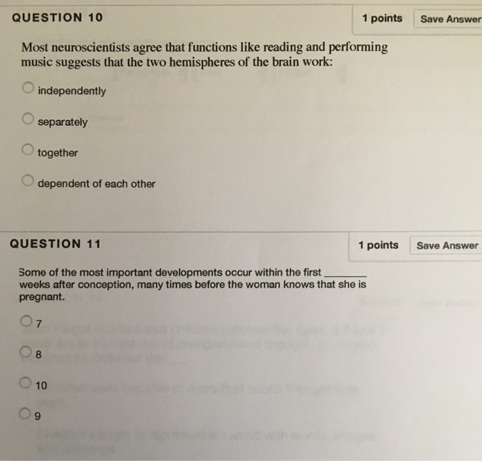 Solved QUESTION 10 1 points Save Answer Most neuroscientists | Chegg.com