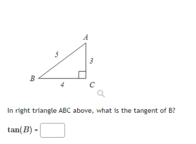 Solved In right triangle ABC above, what is the tangent of B | Chegg.com