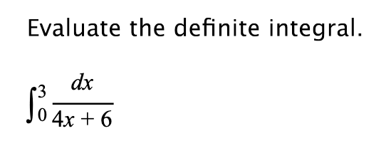 Solved Evaluate the definite integral. ∫034x+6dx | Chegg.com