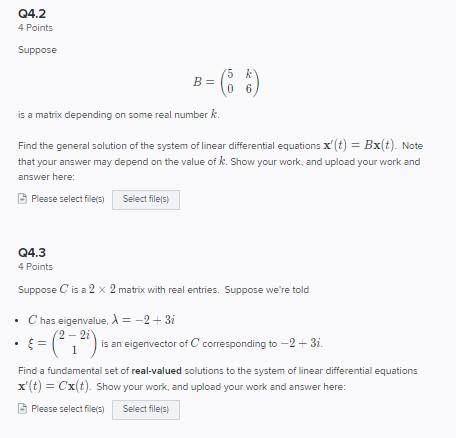 Solved Q4.2 4 Points Suppose B= 5 K 06 Is A Matrix Depending | Chegg.com