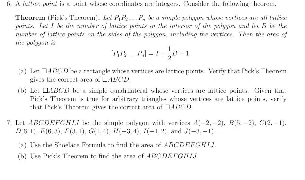 Solved 6. A lattice point is a point whose coordinates are | Chegg.com