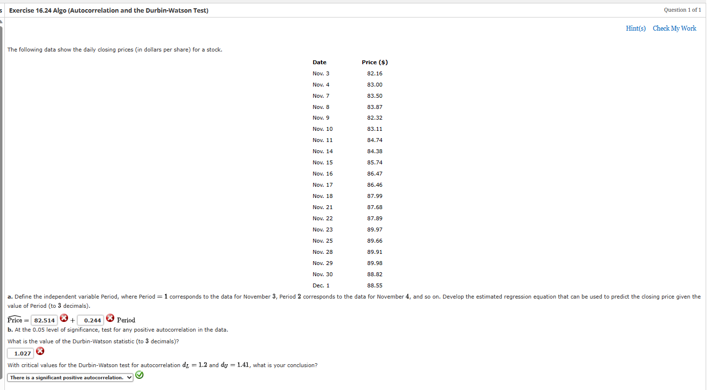 Solved Exercise 16.24 Algo (Autocorrelation and the | Chegg.com