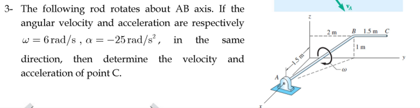 Solved 3- The following rod rotates about AB axis. If the | Chegg.com