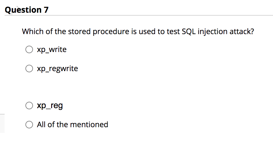 Solved Question 7 Which of the stored procedure is used to | Chegg.com