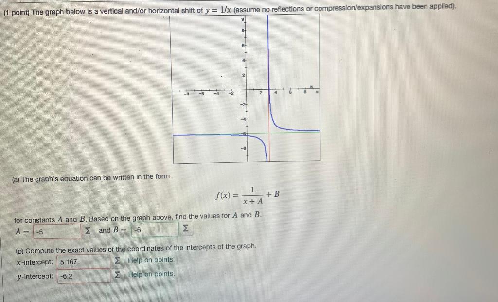 Solved (1 point) The graph below is a vertical and/or | Chegg.com