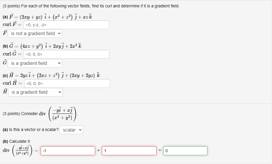 Solved (3 points) For each of the following vector fields, | Chegg.com