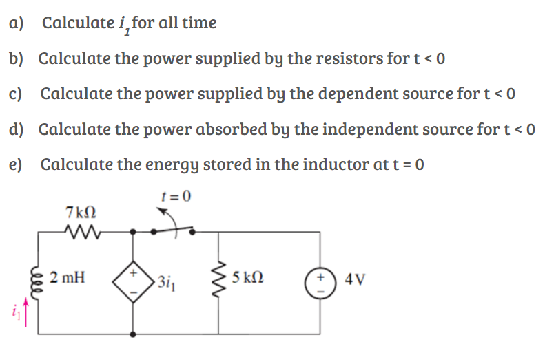 Solved A) Calculate I, For All Time B) Calculate The Power | Chegg.com