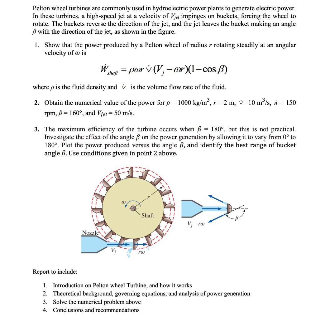 Solved Pelton wheel turbines are commonly used in