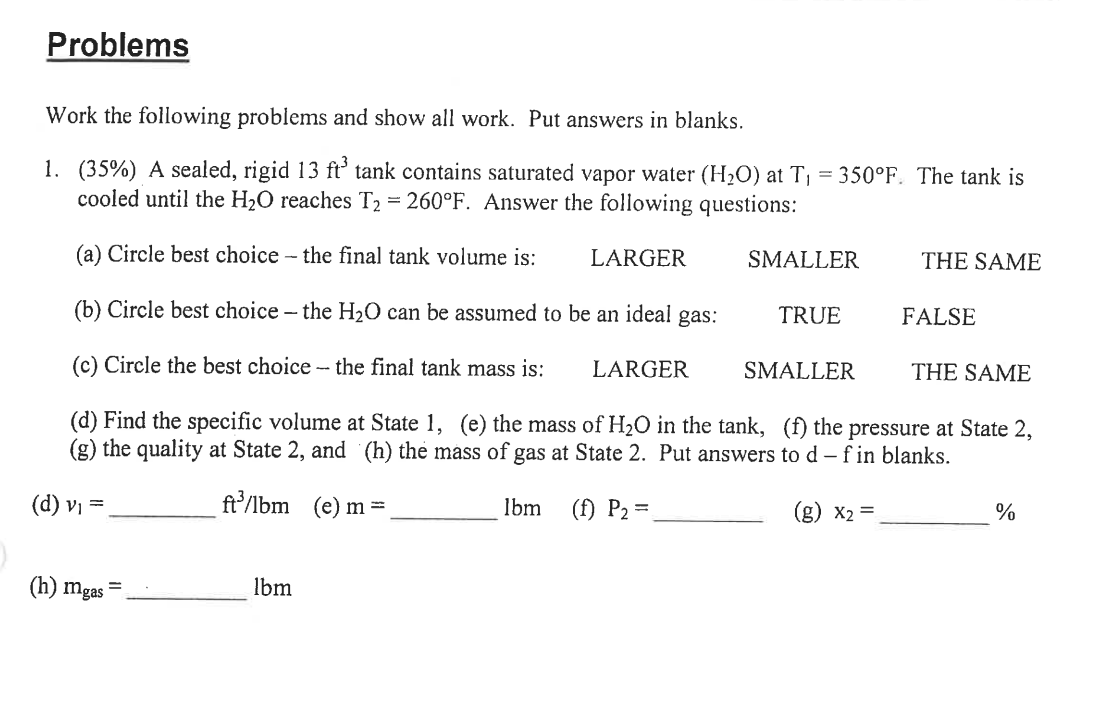Solved Work the following problems and show all work. Put | Chegg.com