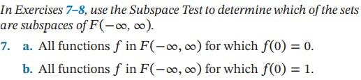 Solved In Exercises 7-8, use the Subspace Test to determine | Chegg.com