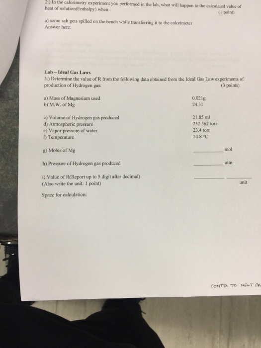 calorimetry experiment procedure