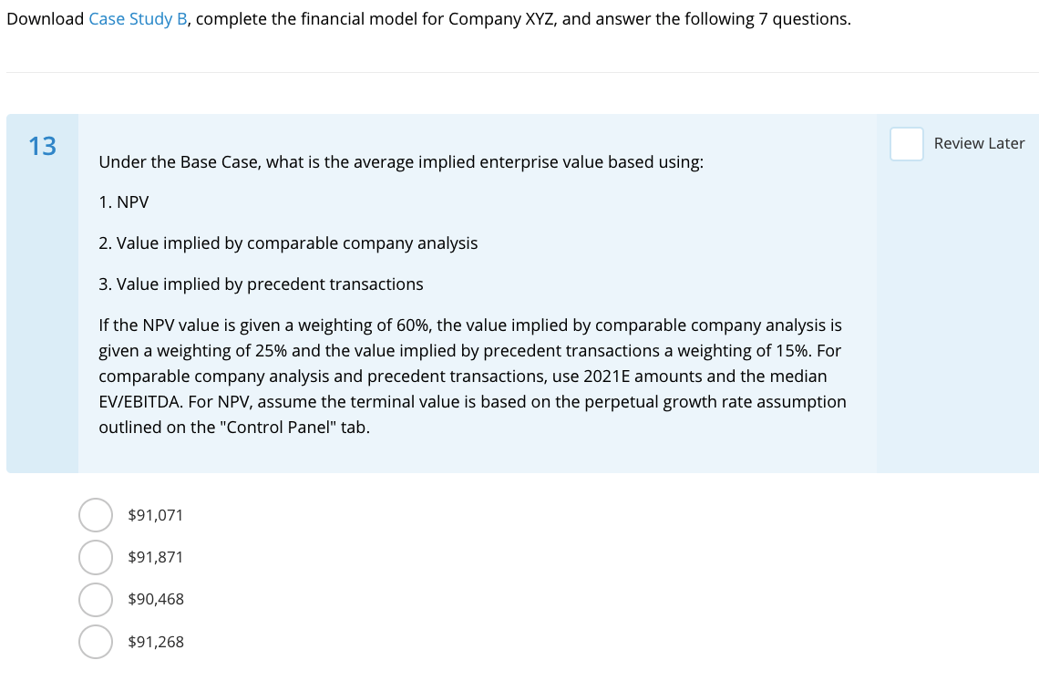 Download Case Study B, Complete The Financial Model | Chegg.com