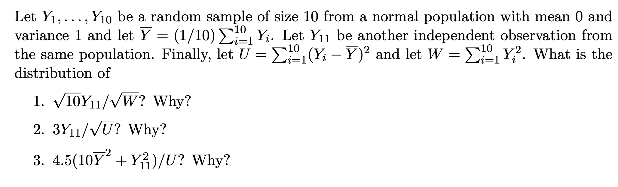 Solved Let Y1,…,Y10 be a random sample of size 10 from a | Chegg.com