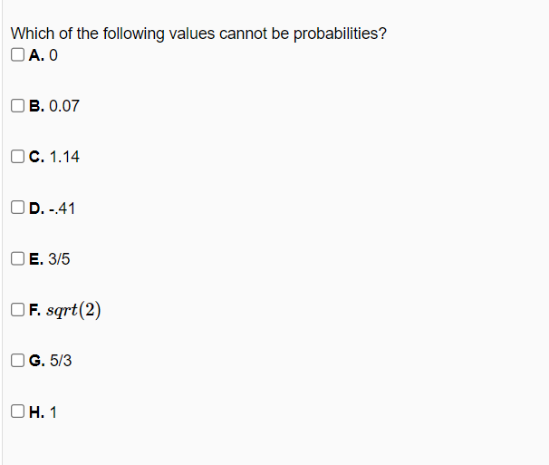 Solved which of the following values cannot be chegg