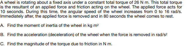 Solved A wheel is rotating about a fixed axis under a | Chegg.com