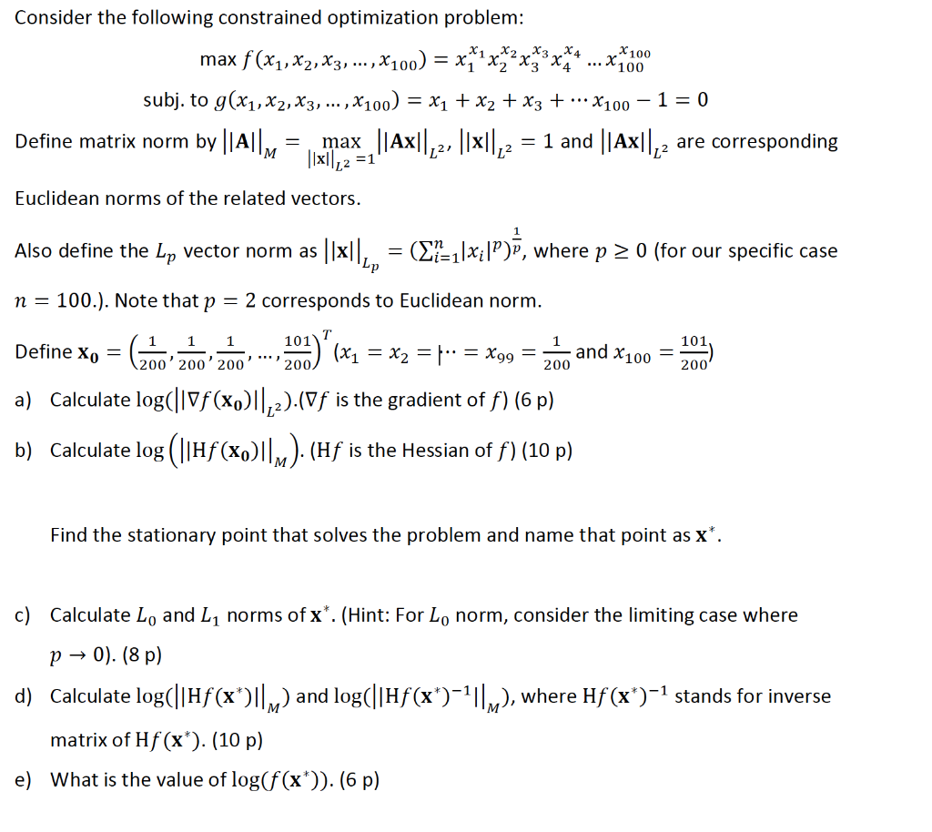 Consider The Following Constrained Optimization Pr Chegg Com