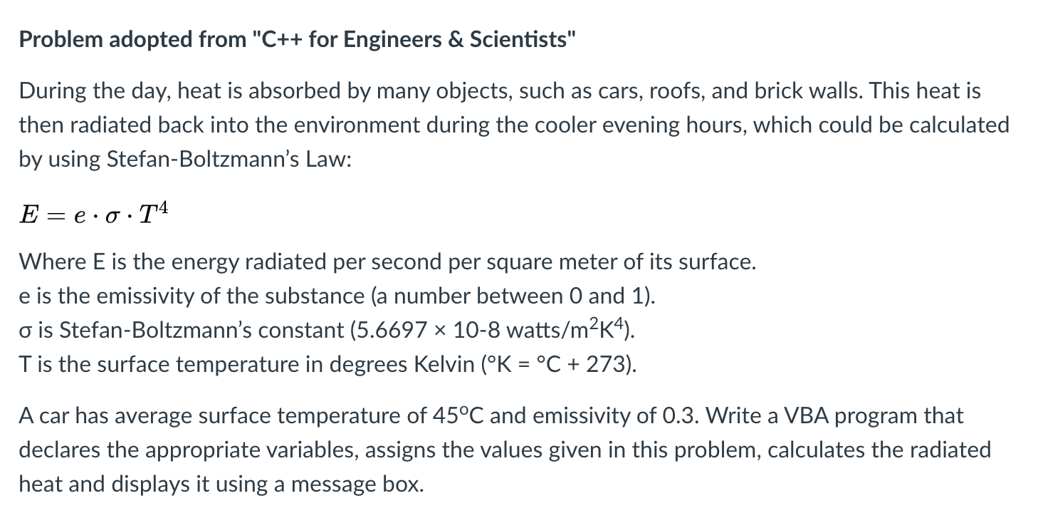 Solved Problem adopted from "C++ for Engineers & Scientists" | Chegg.com