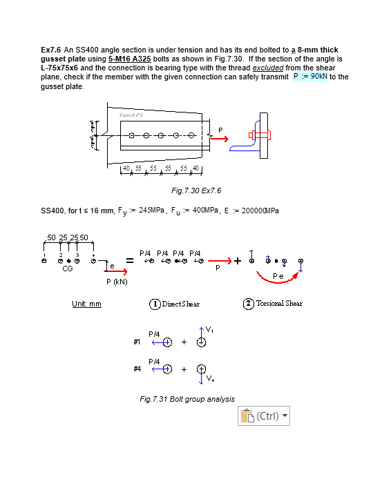 Solved Ex7.6 An SS400 angle section is under tension and has | Chegg.com