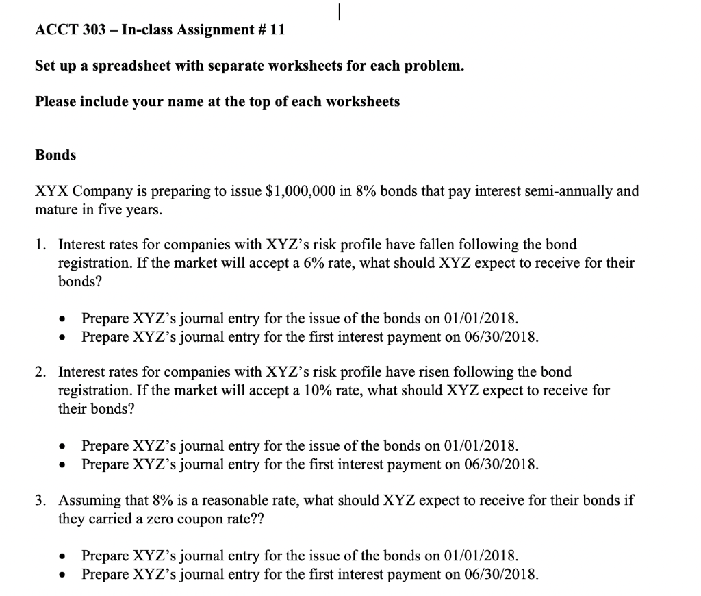 solved acct 303 in class assignment 11 set up a chegg com