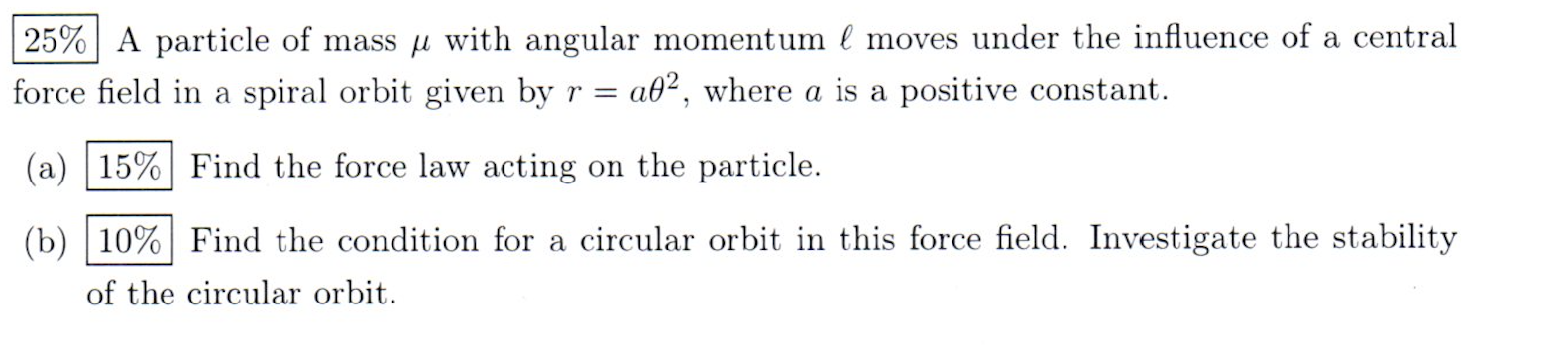 Solved 25% | A particle of mass u with angular momentum l | Chegg.com