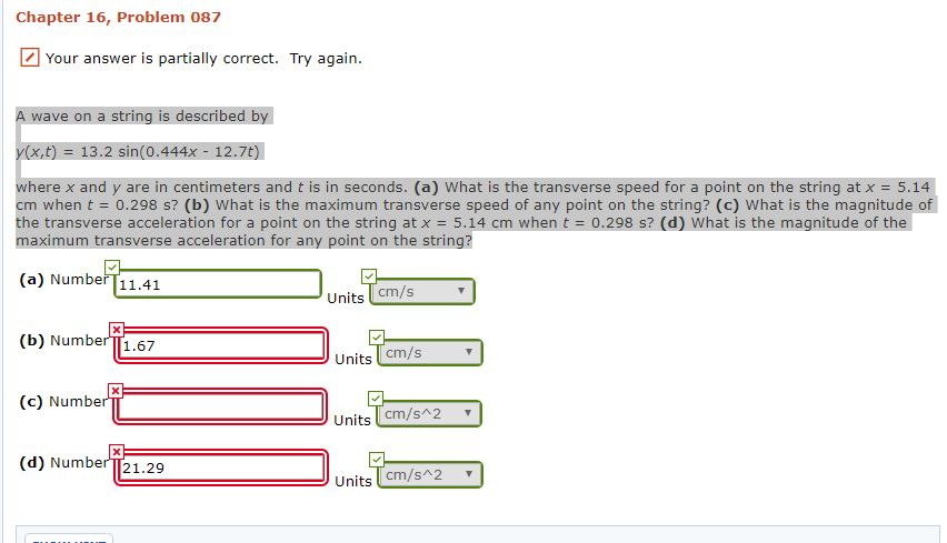 Solved A wave on a string is described by y(x,t) = 13.2 | Chegg.com