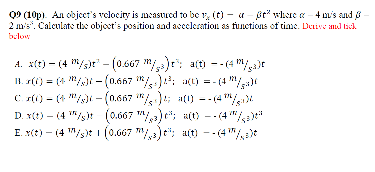 Solved Q9 10p An Object S Velocity Is Measured To Be V Chegg Com