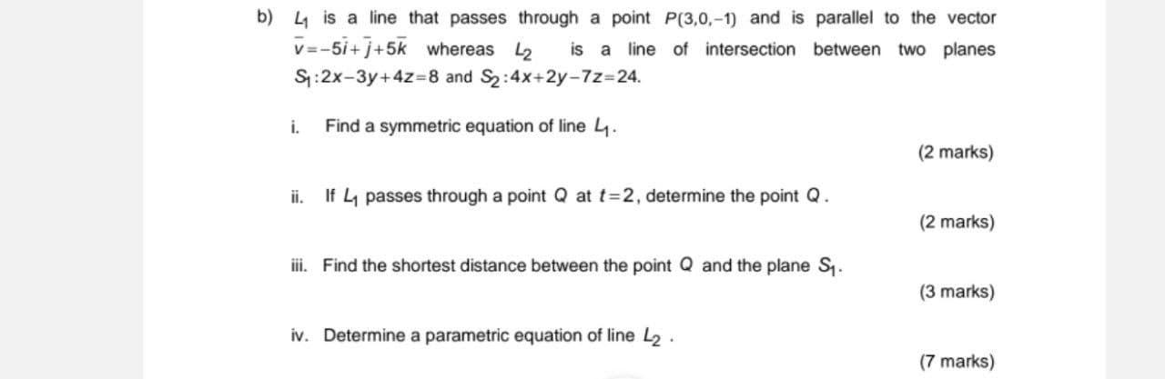 Solved B) L Is A Line That Passes Through A Point P(3.0,-1) | Chegg.com